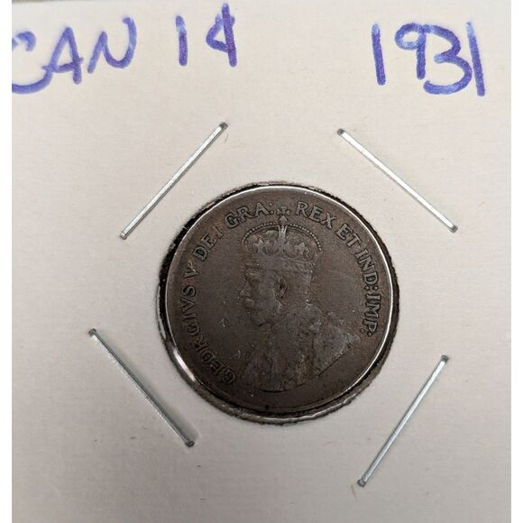 Canada Coin Lot – 1931 One Cent x3 + 1929 Five Cent George V - Picture 3 of 6